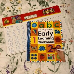 Wipe Clean Reusable Early Learning Workbook and Numbers Board Set AS IS